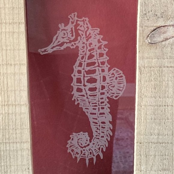 Seahorse Handmade Etched Glass & Wood Frame Art - Industrial / Farmhouse style - Picture 2 of 5